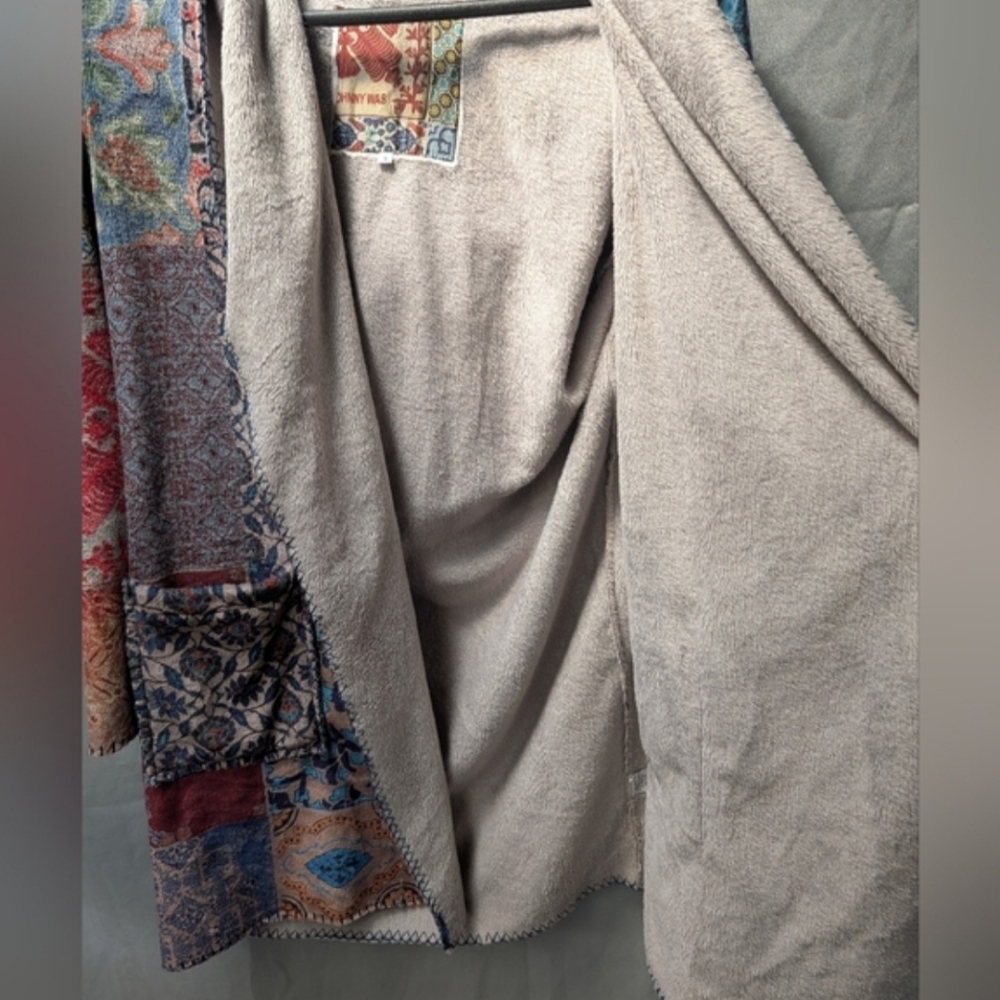 JOHNNY WAS 😍Multicolor Patchwork Hooded Cardigan Coat Kimono Sweater Size S - Picture 5 of 12